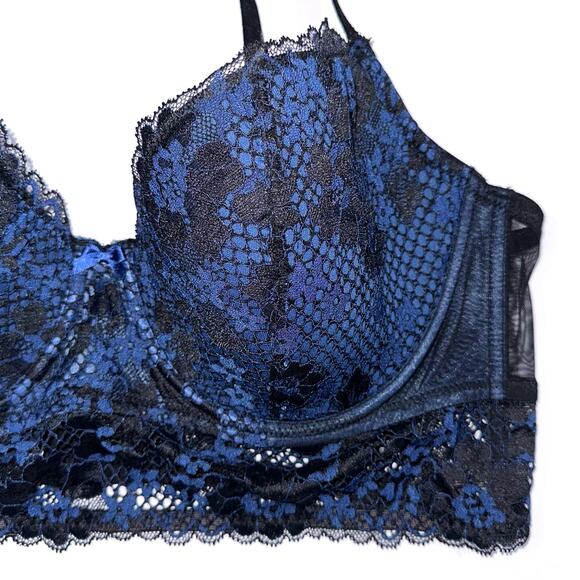 Adore Me Black Navy Lace Pacchi Contour Demi Longline Bra Size 38DD - Picture 6 of 15